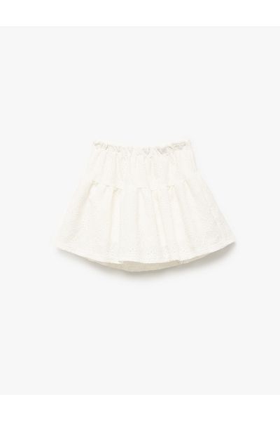 Koton New Season Flounced Brode Mini Skirt