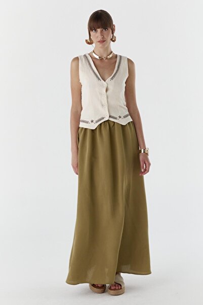 Shopping Shop Modal Fabric Skirt with Pockets Green