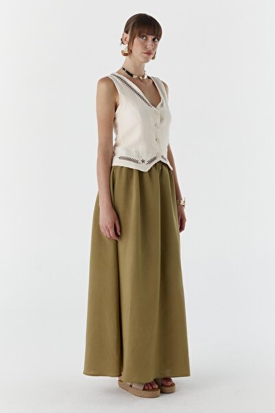 Shopping Shop Modal Fabric Skirt with Pockets Green