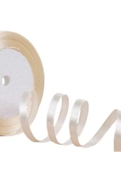 Melff Ecru Satin Ribbon - 1 cm 10 Meters