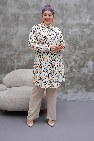 Polologin Butik Ikat Patterned Long Tunic