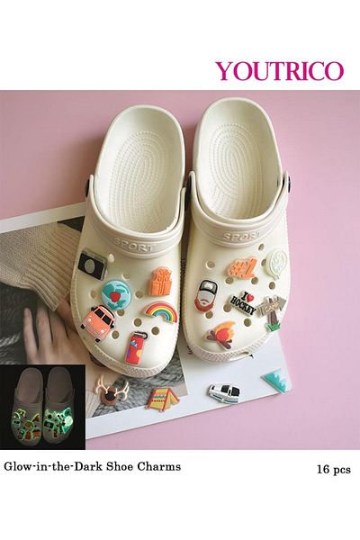 Youtrico 16pcs Glow-in-the-Dark Outdoor Jibbitz Charms for Crocs - Slipper Ornament