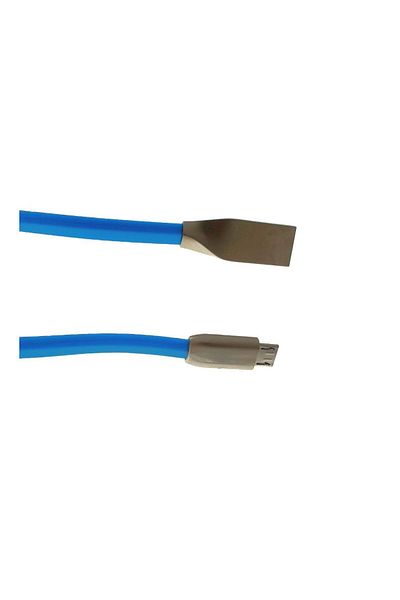 OEM Cablu USB 2.0 la microUSB,100cm, plat, cauciucat, metal, albastru