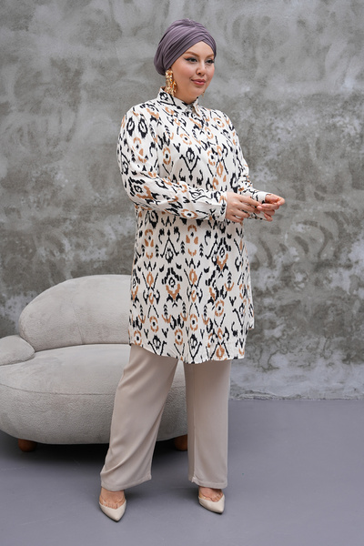 Polologin Butik Ikat Patterned Long Tunic