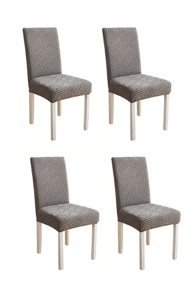 sharpdo 4 Piece Set of Solid Color Three-Dimensional Jacquard Chair Cover, Washable Elastic Chair Cover
