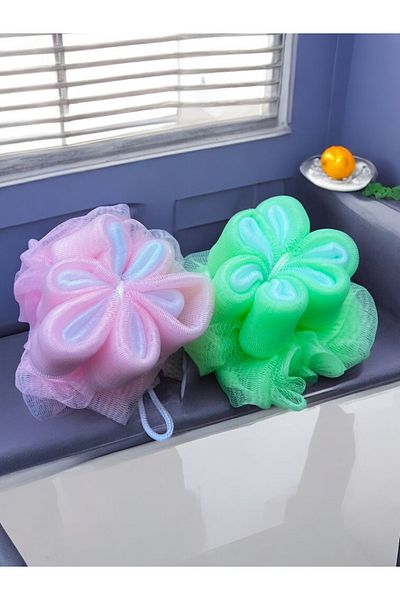 Yenigeldi 2 Pieces of Flower Patterned Soft Textured Shower Loofah
