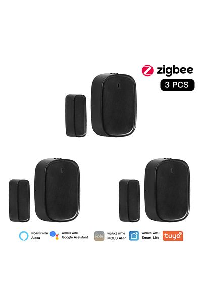 Choice1 Black 3 PCS MOES Tuya ZigBee Smart Window Door Gate Sensor Detector Smart Home Security Alarm System