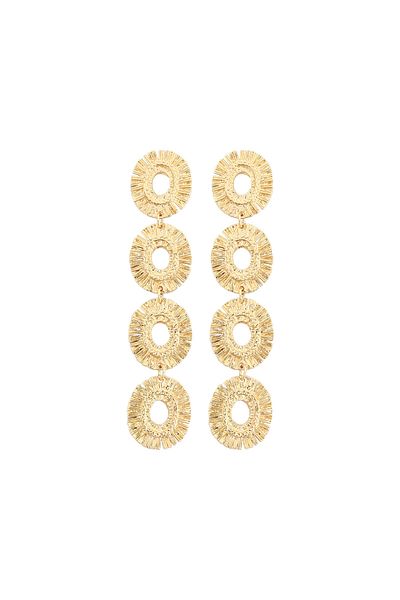 Choice Style 5 Vedawas golden/silvery Retro concave-convex texture oval alloy earrings，Exaggerated banquet