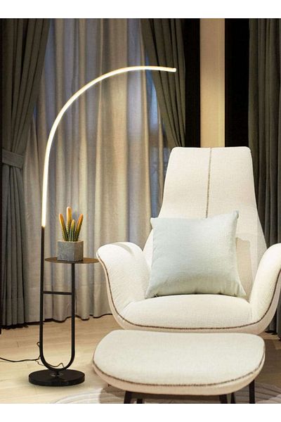 ONELİGHT LED Stepless Dimming Floor Lamp,with Black Metal Shelf (with Remote Control)