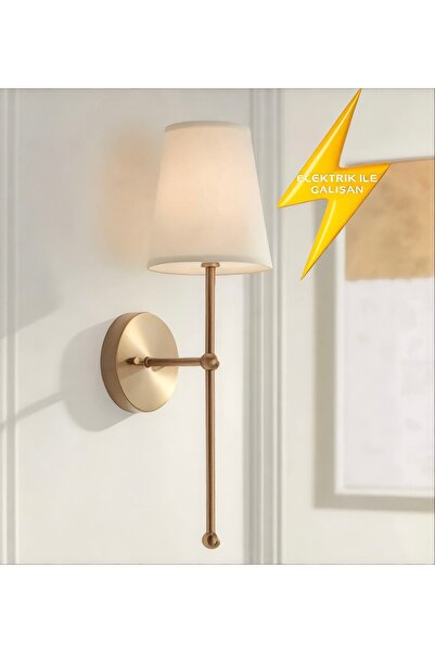 Buiva Modern Duvar Aplik Abajur Metal Gövde Ekru Abajur E-27 Duy 1. Sınıf Duvar Aplik