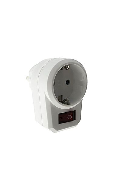 OEM Schuko socket adapter, 1x16A, maximum 3500W, 250V, with switch, white, 50909