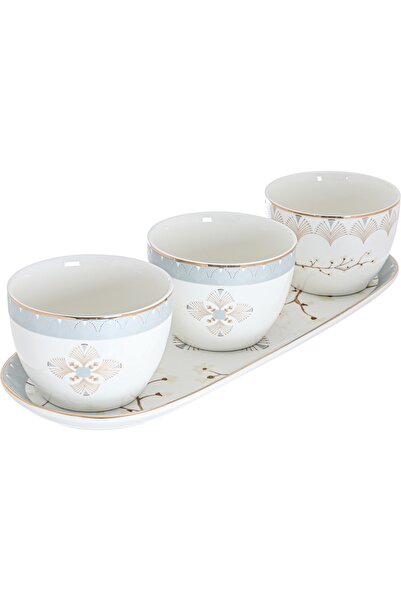 Generic طقم زبادي من البورسلين (على شكل طاووس) من معرض السيف، 4 قطع، طبق بيضا...