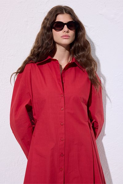 Manuka Tie Detail Shirt Red