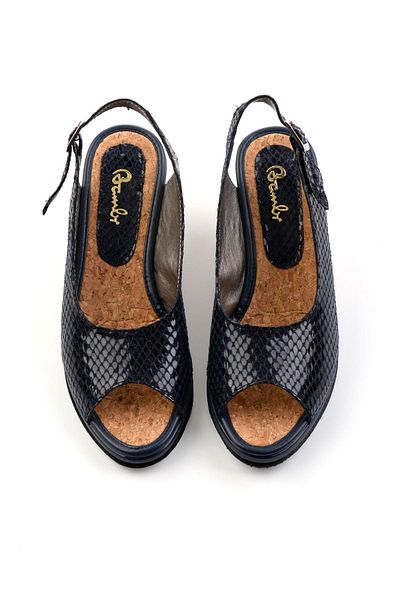 Bambi Navy Blue Leather Women's Sandals K05582040507