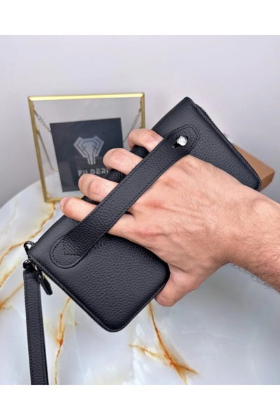 Fil Deri Genuine Leather - with Magnet and Hand Grip Tape - Zippered - Handcuff - Handbag 2100