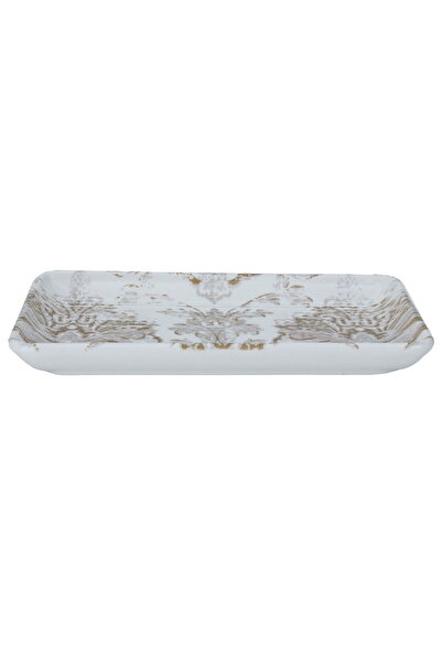 Alsaif Gallery Porcelain Serving Plate Alsaif Gallery, 22x12x2.5 cm - White Gold