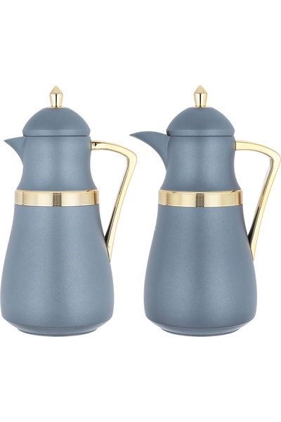 Generic طقم ترمس من معرض السيف، سعة 1 لتر، غلاف داخلي من الزجاج حراري ، غلاف ...