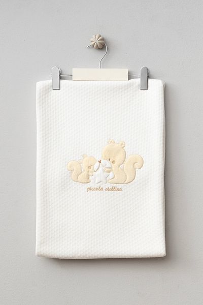 Bebitof Cute Squirrel Patterned Cotton Double Layer 90X90 cm Quilted Baby Blanket