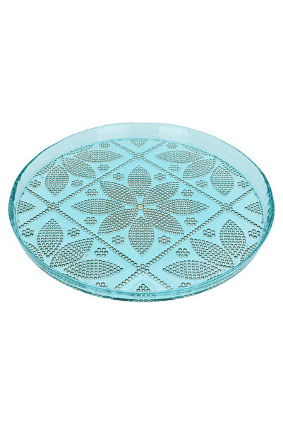 Generic Al Saif Gallery Glass Serving Plate, 32X32X2.5 Cm - Turquoise