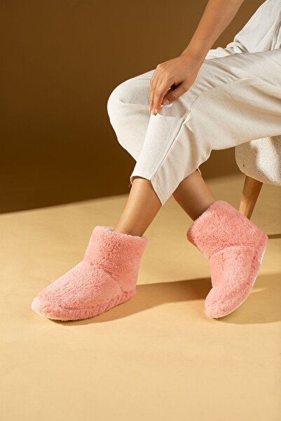 WMİLANO Kadın Pudra Panduf Günlük Sıcak Astar Rahat Taban Ev Botu Ev Ayakkabısı