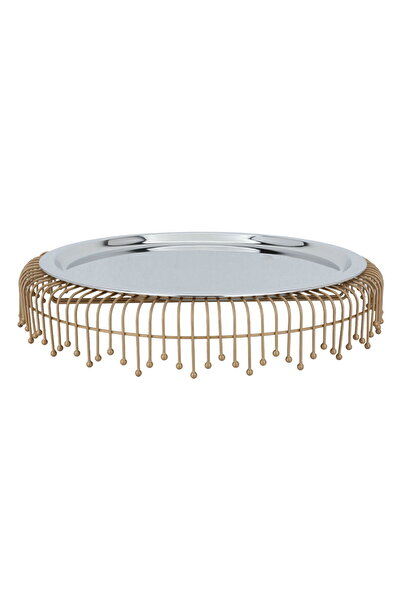 Alsaif Gallery Circular Food Heater with Golden Base Stainless Steel, Al Saif...