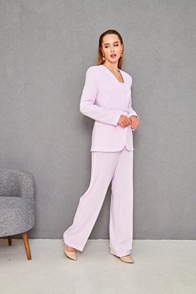 LOVELF Kemerli V Yaka Takım Pudra