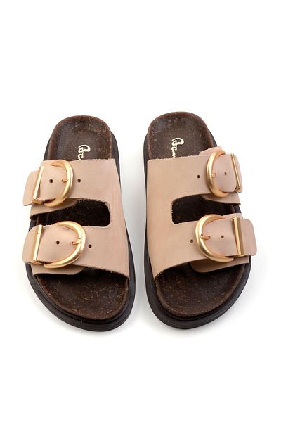 Bambi Nude Leather Women's Slippers K04666013901
