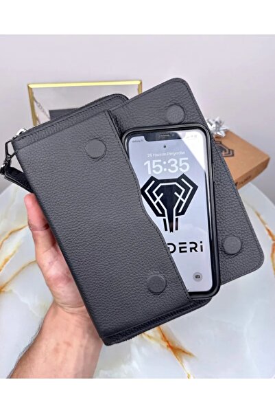 Fil Deri Genuine Leather - with Magnet and Hand Grip Tape - Zippered - Handcuff - Handbag 2100