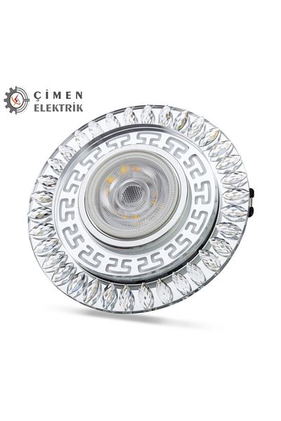 Eldenör Noas Yl65 1757 Flora Led Framed 4000K + Blue Round Crystal Glass Spotlight Case - Socket and Switch Inside