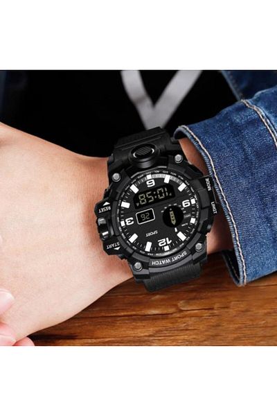REDz Accessories Digital Watch for Men, Sporty and Fashion Style, Multiple Functions, Flexible Strap, Black
