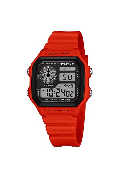 REDz Accessories Electronic Watch for Sports Activities, Digital, Water Resistant, Flexible Strap, Red