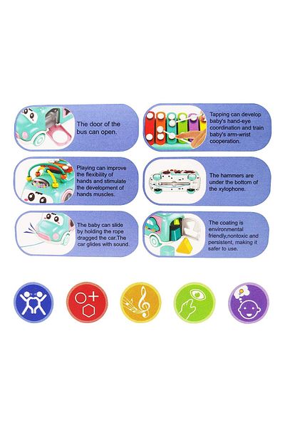 rexa Musical Learning Bus Toy – Interactive Sound & Light Educational Vehicle for Toddlers
