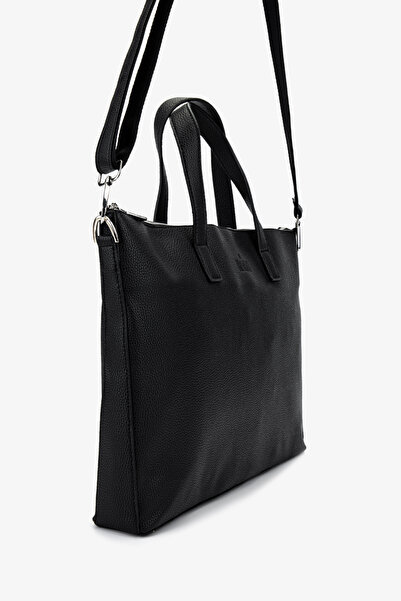 Valmenti Unisex Vegan/Deri Siyah Floter Evrak Çantası