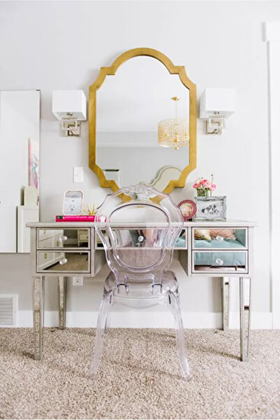 AR PLASTİK Quenn Şeffaf Sandalye 6 ADET, Makyaj Sandalyesi, Yemek Masası Sand...