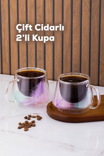Perotti 16798 Double Feather Double Wall Mug 2 Pieces 200 ml