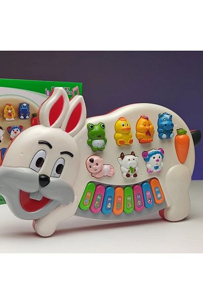 rexa Plastic Musical Learning Piano With Lights And Six Kinds Of Animal Sounds For Kids - Multi Color