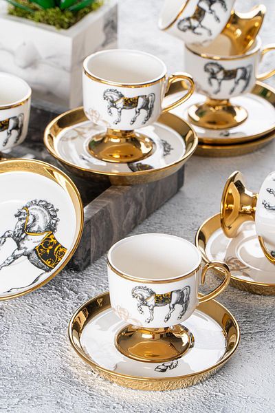 ACAR Luxury Cup Set with Horse Feet for 6 People