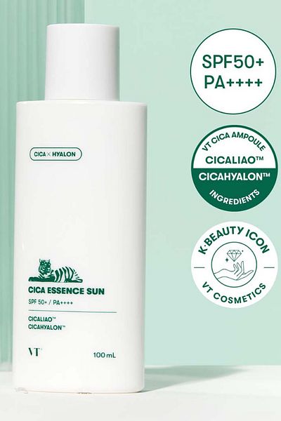VT COSMETICS Vt Cica Essence Sun Spf50+ / Pa++++ / Cica Sun Cream for Sensitive Skin 100ml