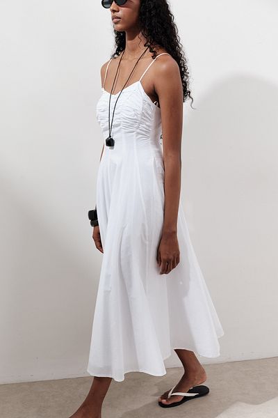 Manuka Tight Detailed Strap Dress Ecru