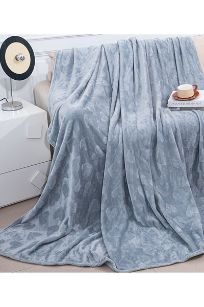 CHIRASO Cocolino CHIRASO Blanket 200x230, Heart Pattern, Soft, Colorful, for Double Bed, light gray