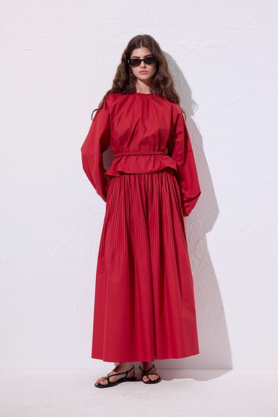 Manuka Pilified Wide Skirt Red