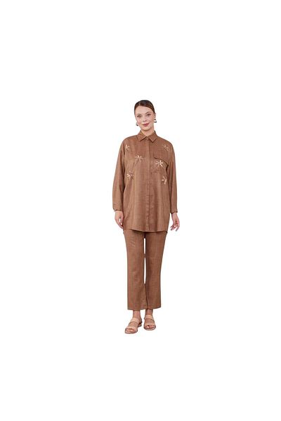 Levidor Sequined Shirt Collar Double Suit