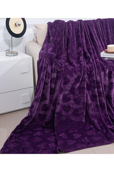 CHIRASO Cocolino CHIRASO Blanket 200x230, Heart Pattern, Soft, Colorful, for Double Bed, purple