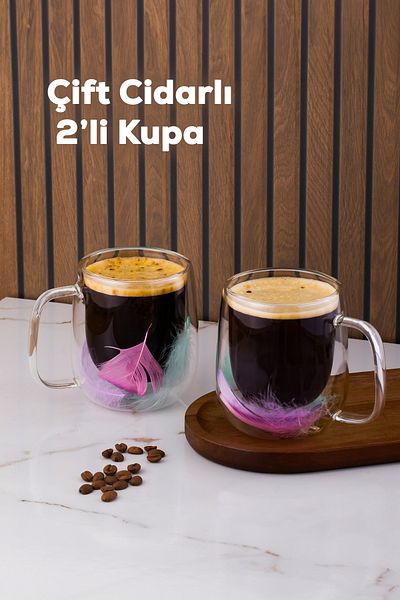 Perotti 16791 Double Feather Double Wall Mug 2 Pieces 250 ml