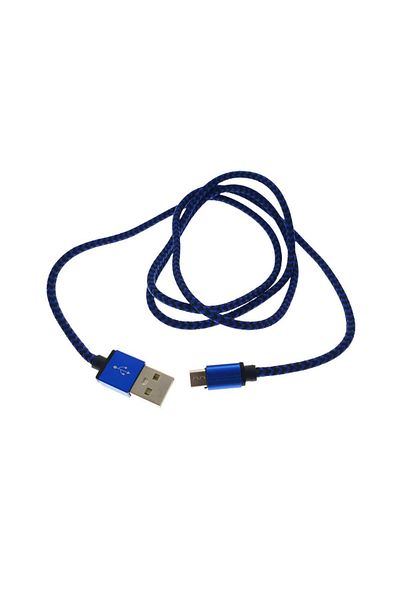 OEM USB 2.0 to microUSB cable, textile sheath, 120cm, blue with black