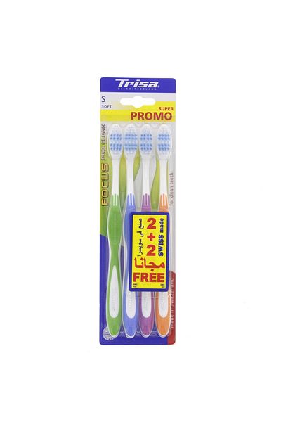 Trisa Focus Toothbrush Soft Assorted 4 pcs