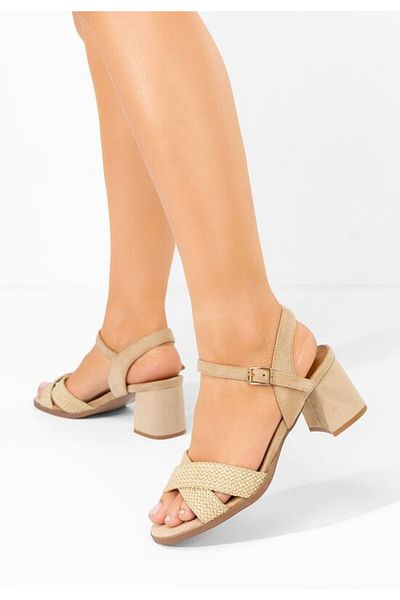 B T Shoes Beige Sakara chunky heel sandals