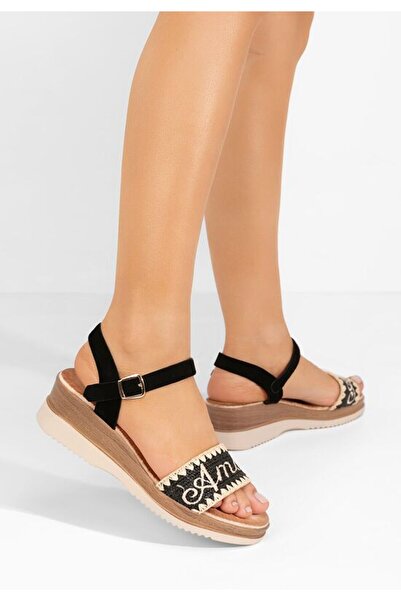 B T Shoes Sandale cu talpa ortopedica Lavone negre