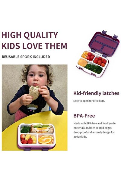 fulina Portable Lunch Box Microwave Bento Box Food container with compartments 1200ml Purple