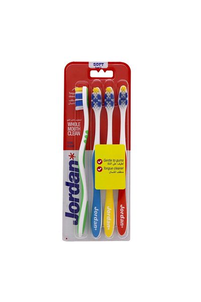 JORDAN Total Clean Tooth Brush Soft Assorted 4 pcs